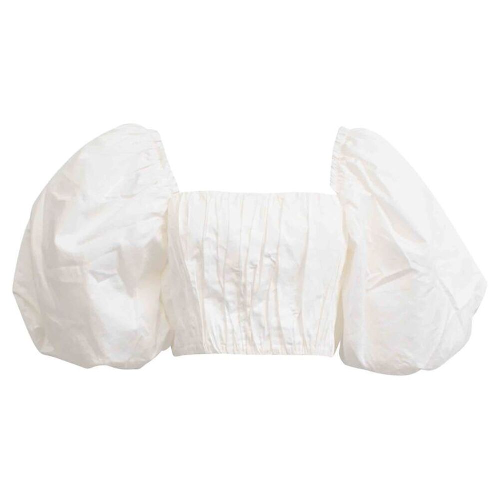 Aje Puff-Sleeve Crop Top in White Cotton